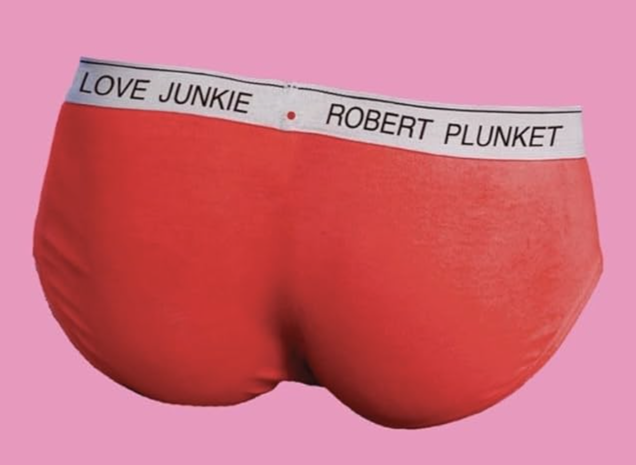 The Love Junkie book cover which is just an ass in a tight pair of red underwear