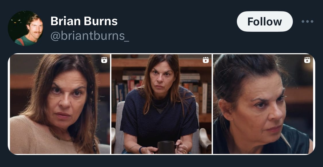 A screenshotted tweet showing the many iconic raised-eyebrow looks Dr. Orna gives her patients