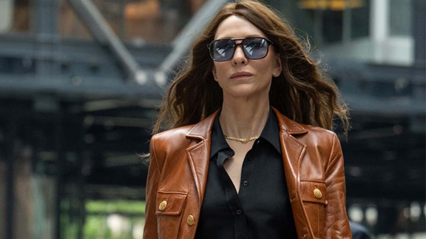 Cate Blanchett in a dark wig that looks synthetic as hell in Black Bag
